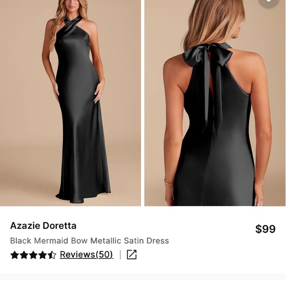 Azazie Doretta One Shoulder Black Dress - Picture 2 of 2